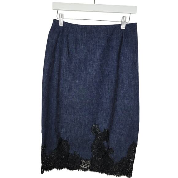 HOLT RENFREW Stretch Denim and Lace Jacket Size XS and Pencil Skirt Size 6 - Picture 9 of 13
